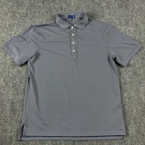 Stitch Polo‎ Shirt Mens Large Blue Stripe Golf Performance Stretch Made Korea